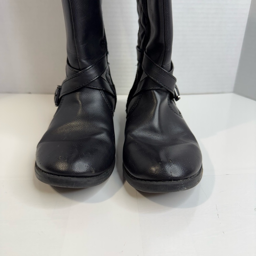 Girls Black Quilted Knee-High Boots size 1 - Picture 3 of 10